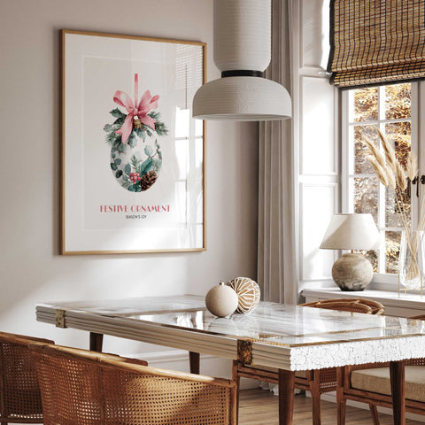 Soft pastel festive holiday bauble artwork