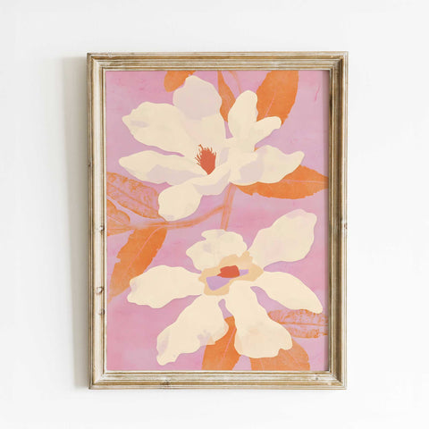 Soft pink floral wall art for Scandinavian decor