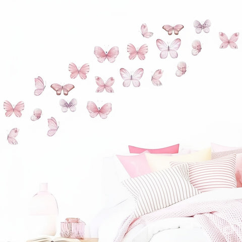 Soft pink flying butterflies