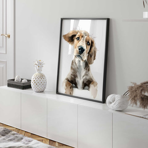 Soft watercolor beagle puppy art