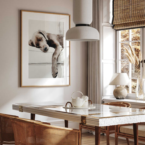 Soft watercolor sleeping dog illustration