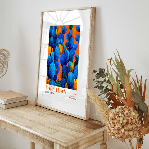 South African cactus art print vibrant tropical style