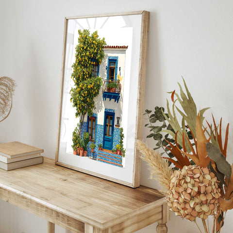 Southern Europe lemon house illustration