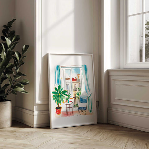 Spanish Home Decor – Balcony Plants and Curtains
