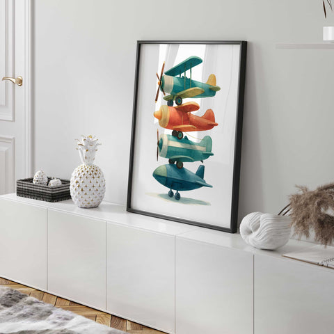 Stacked planes kids decor