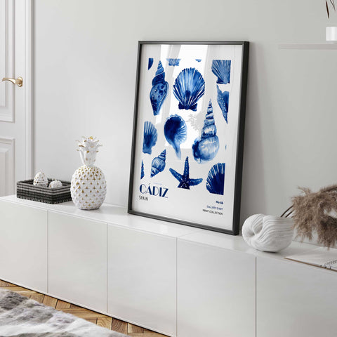 Starfish and shell watercolor ocean wall art