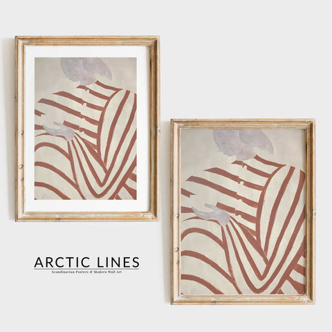 Striped woman holding object illustration