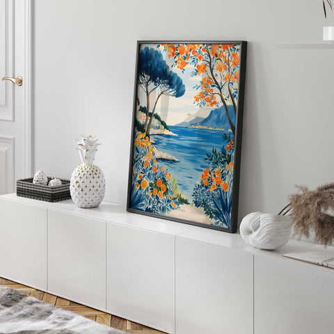 Summer coastal landscape poster