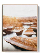 Golden Glow Lake Reflection - Canyon Landscape Poster