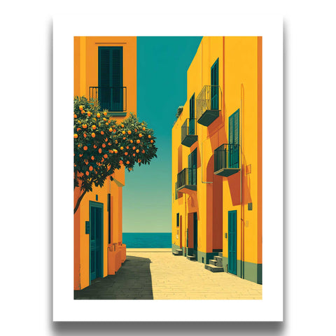 Sunlit Mediterranean alley poster