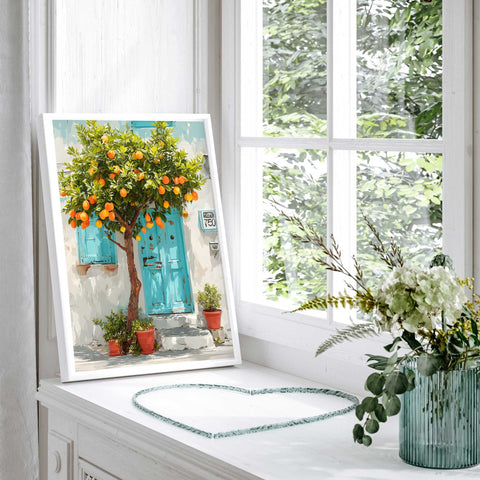 Sunlit Mediterranean house wall art print