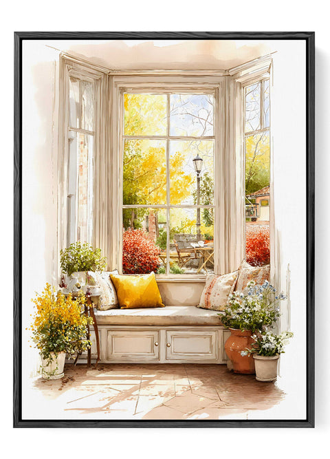 Sunlit window seat wall art print