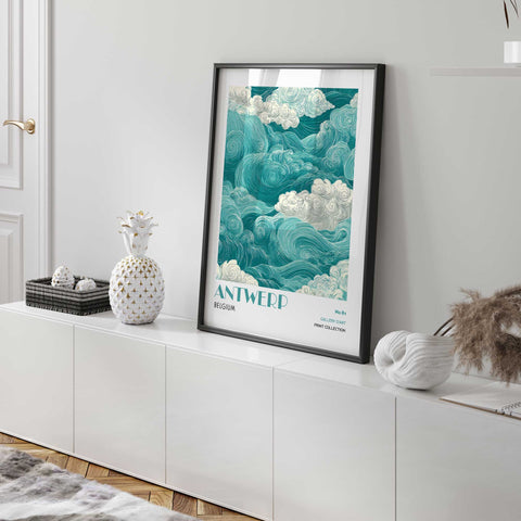 Swirling ocean-inspired illustration print