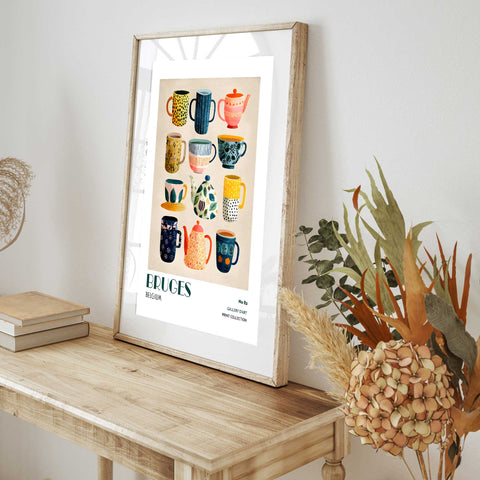 Teacup and teapot illustration fine art print