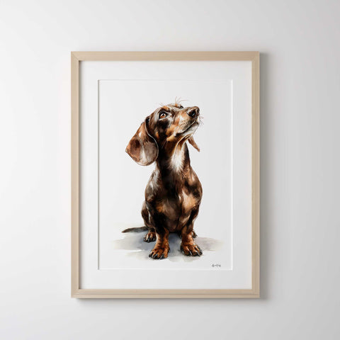 Dachshund Wall Art – Watercolor Sausage Dog Illustration Print