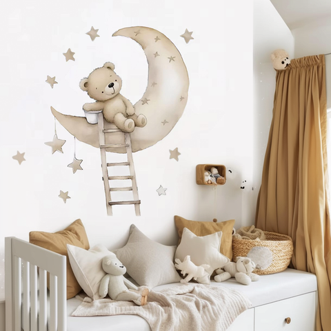 Teddy bear moon wall decal