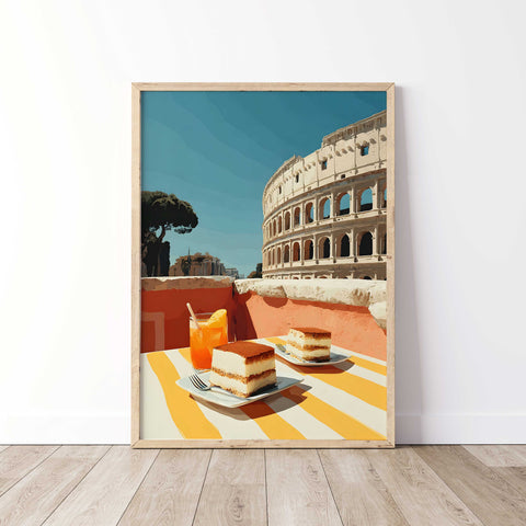 Tiramisu colosseum Italian scene art