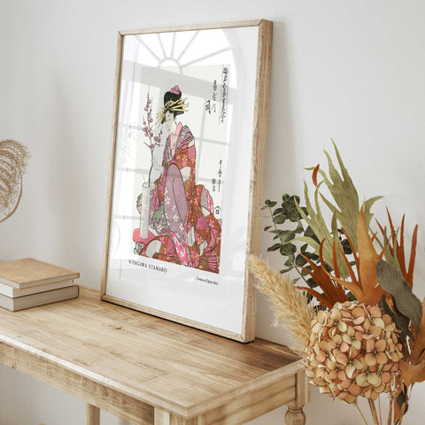 Traditional Japanese woman illustration wall art