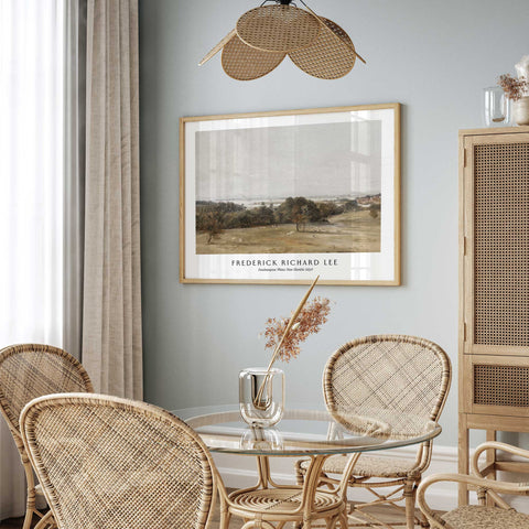 Traditional countryside art print with trees and expansive sky