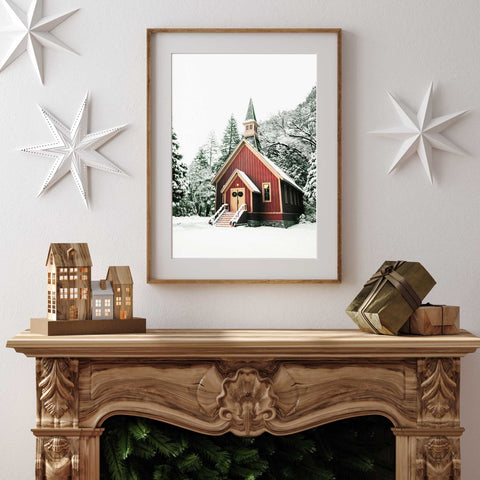 Christmas Snow Church Scene