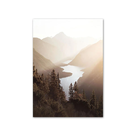 Tranquil Lake in Mountains Print - Nature's Peaceful Art