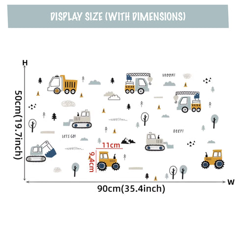Truck and tractor decals boys bedroom wall art
