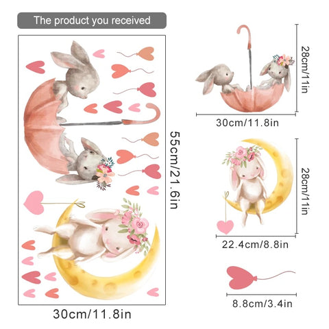 Umbrella Bunny Nursery Decal