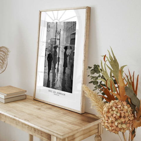 Umbrellas in London rain photograph