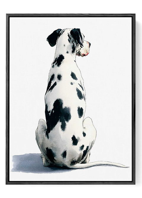 Unique pet portrait illustration featuring black and white spotted Dalmatian dog