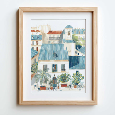Urban French Charm – Courtyard Balcony Print
