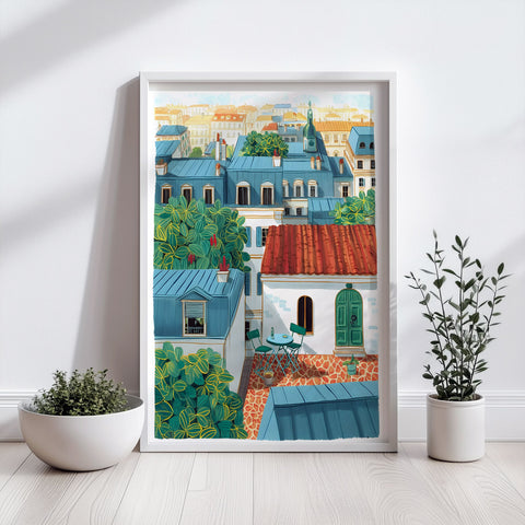 Urban French Charm – Rooftop Balcony Print

