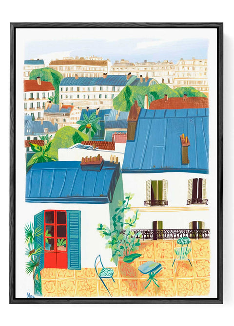 Urban Landscape Print – Rooftop Greenery Scene
