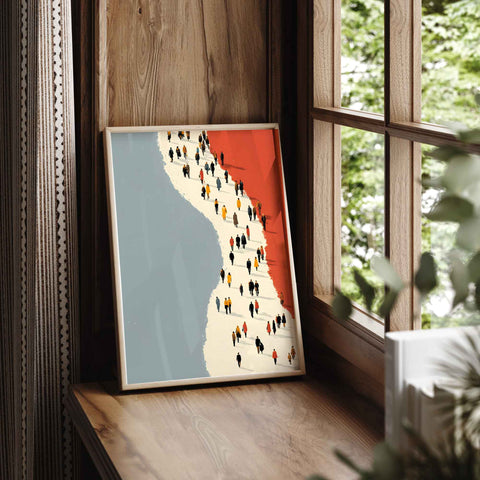 Urban crowd beach path wall art