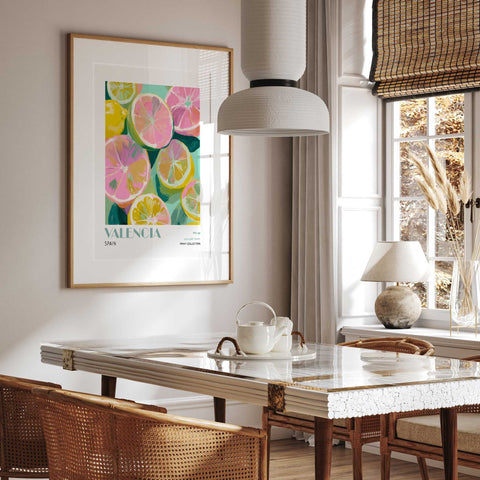 Valencia fruit art bright pastel lemon wall decor