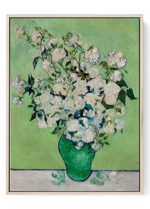 Van Gogh Roses Art Print featuring a white flower bouquet in a green vase