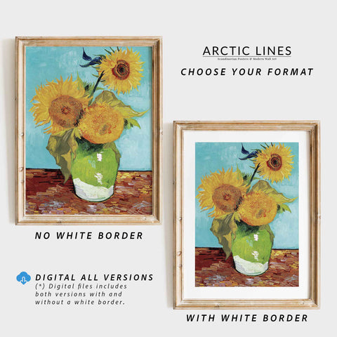 Vincent van Gogh Sunflowers Print – Vase with Three Sunflowers 1888 Wall Art