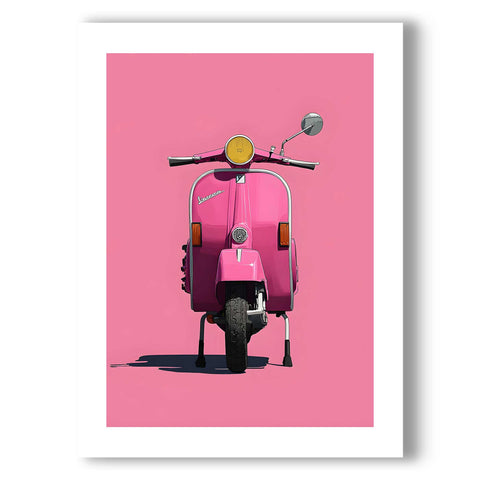 Vespa scooter hot pink background print
