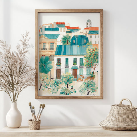 Vibrant Greenery Scene – Handmade City Reproduction
