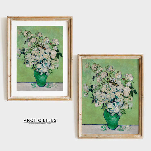 Vibrant White Roses Oil Painting reproduction for elegant kitchen wall art