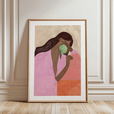 Vibrant and unique portrait art poster for a creative home interior.