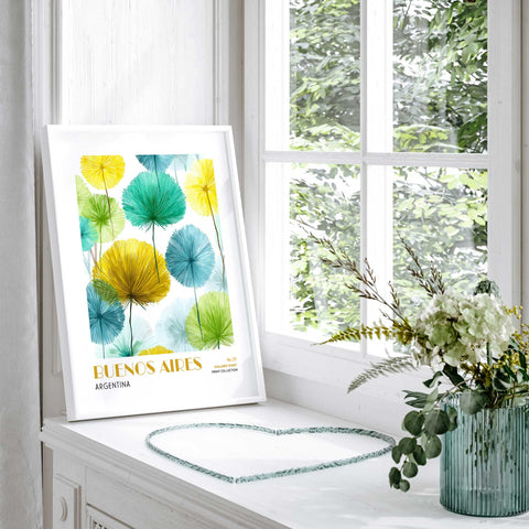 Vibrant floral artwork poster Buenos Aires design