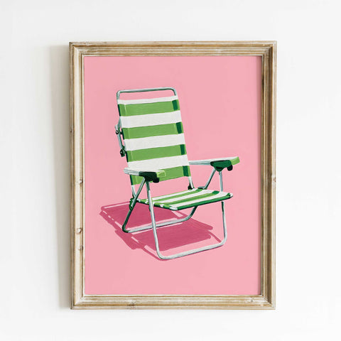 Vibrant pink and green color palette in a contemporary lifestyle line art print.
