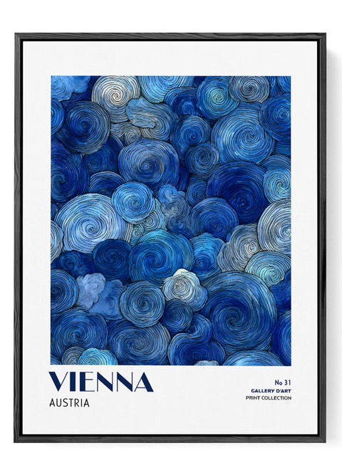 Vienna wall art print abstract blue swirl poster