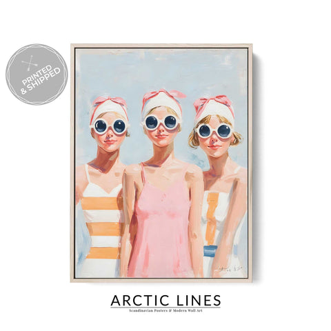 Vintage pin up beach girls wall art