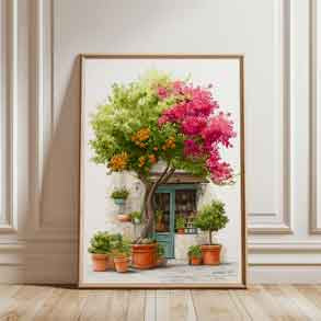 Vintage style European market poster for kitchen wall decor