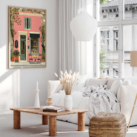 Vintage style European storefront poster for kitchen wall decor
