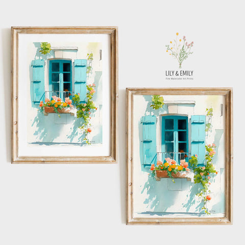 Vintage style Mediterranean window poster for kitchen wall decor