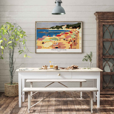 Vintage travel illustration poster for Mediterranean aesthetic home decor