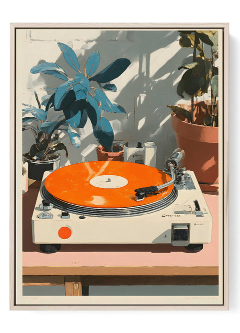 Vinyl Record Player Wall Art Print vintage plants