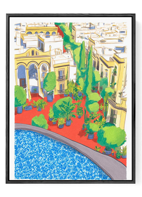 Mediterranean Rooftop Courtyard Art Print